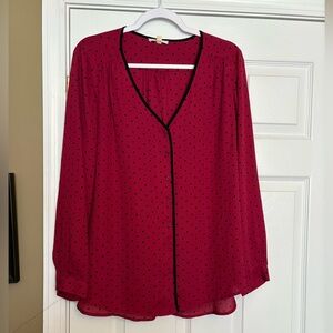 Pleione Red Blouse with Black Dots